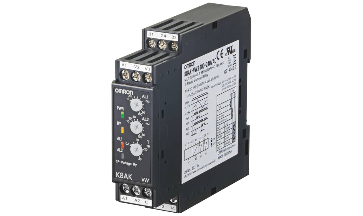 Omron K8AK-VW2 100-240VAC, Voltage Monitoring Relay, 1 Phase, SPDT, 1 → 10V ac/dc - generaltechuae