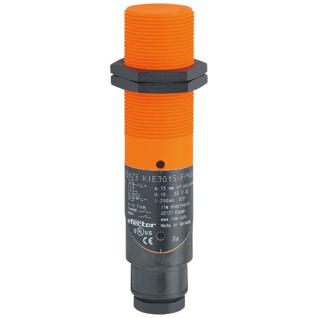 ifm KI5023, Capacitive Threaded Barrel Proximity Sensor, M30, 15 mm Detection, PNP NO/NC, 10 → 55 V dc