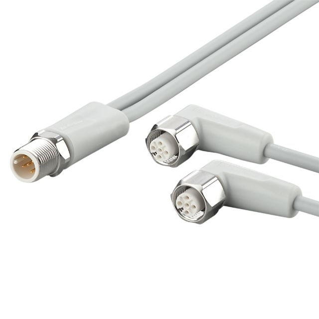 ifm EVF332, Straight Male 5 way M12 to Right Angle Female 5 way M12 Communication Cable, 1m
