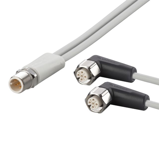 ifm EVF336, Straight Male 5 way M12 to Right Angle Female 5 way M12 Communication Cable, 2m