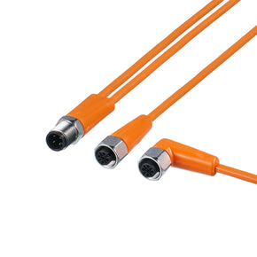 ifm EVT606, Straight Male 1 way M12 to Right Angle Female 2 way M12 Sensor Actuator Cable, 2m