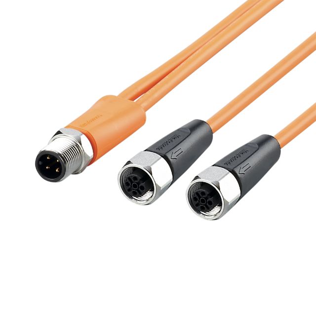 ifm EVT473, Straight Male 1 way M12 to Straight Female 2 way M12 Sensor Actuator Cable, 300mm