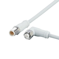 ifm EVF497, Straight Male 4 way M12 to Right Angle Female 5 way M12 Communication Cable, 0.25m - generaltechuae