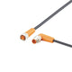 ifm EVC455, Right Angle Male 3 way M8 to Straight Female 4 way M8 Communication Cable, 2m