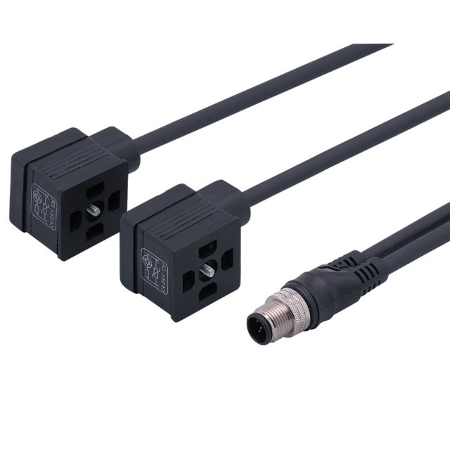 ifm E12068, Straight Male 1 way M12 to Right Angle Female 2 way Valve Connector Actuator/Sensor Cable, 3m