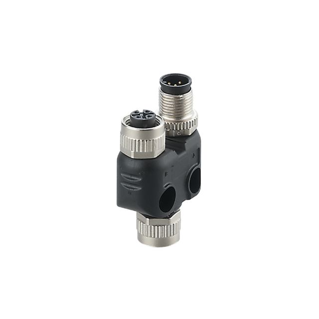 ifm E12529, Side Entry, Top Entry 1 Pole M12 Plug to 2 Pole M12 Socket Adapter