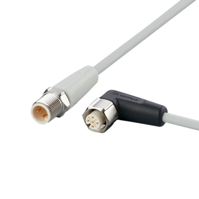 ifm EVF052, Straight Male 4 way M12 to Right Angle Female 5 way M12 Communication Cable, 300mm