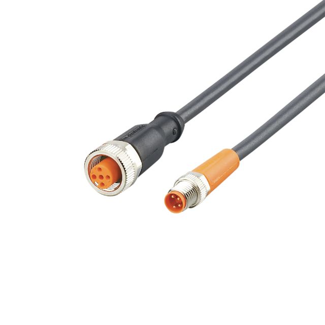 ifm EVC680, Straight Male 4 way M8 to Straight Female 5 way M12 Communication Cable, 300mm