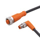 ifm EVC374, Right Angle Male 4 way M8 to Straight Female 5 way M12 Communication Cable, 300mm