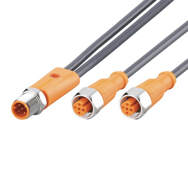 ifm EVM063, Straight Male 1 way M12 to Straight Female 2 way M12 Sensor Actuator Cable, 120mm