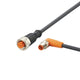 ifm EVC674, Right Angle Male 3 way M8 to Straight Female 5 way M12 Communication Cable, 300mm