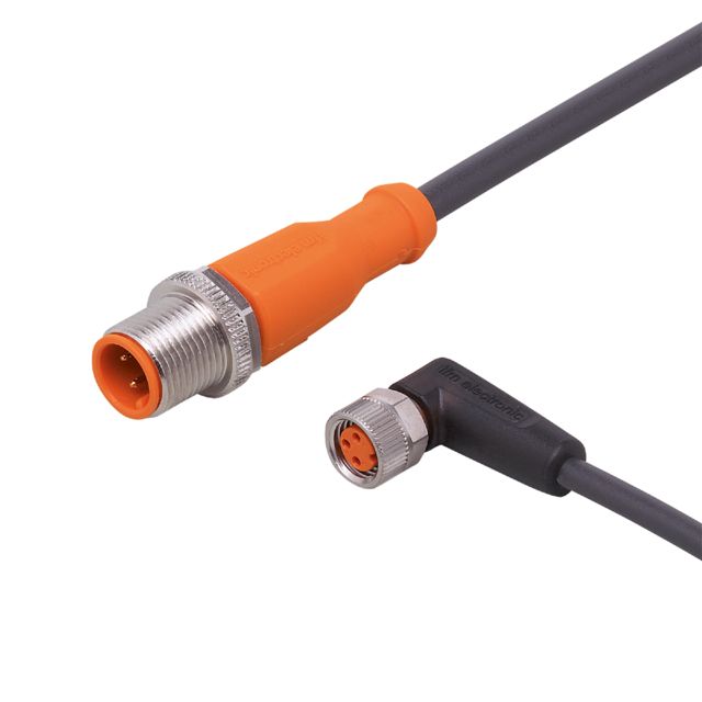 ifm EVC225, Straight Male 1 way M12 to Right Angle Female 1 way M8 Actuator/Sensor Cable, 300mm
