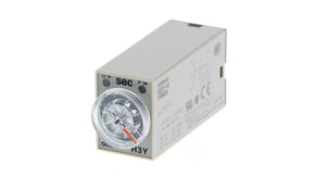 Omron H3Y-2 DC24 10S, H3Y-2 Series DIN Rail Mount Timer Relay, 24V dc, 2-Contact, 0.04 s → 3h, 1-Function, DPDT