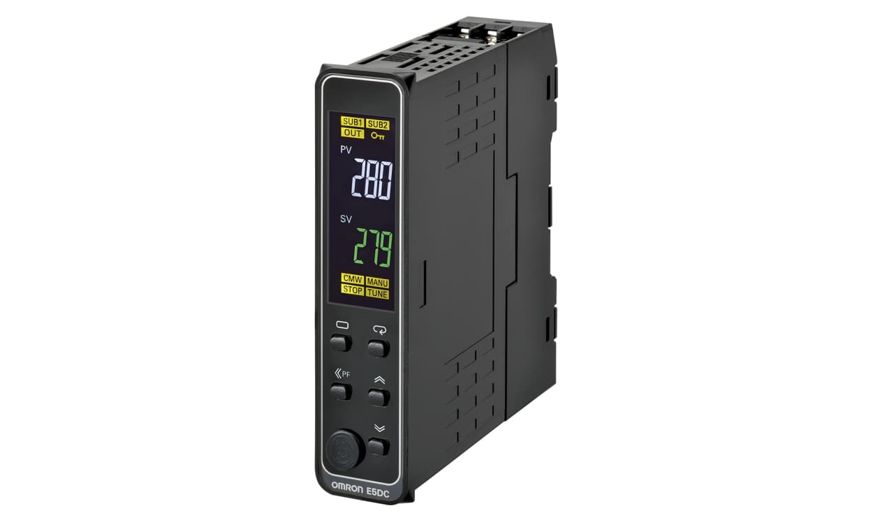Omron E5DC-QX2ABM-000, E5DC DIN Rail, Panel Mount PID Temperature Controller, 48 x 48mm 1 Input, 2 Output SSR, Solid State Relay, Logic, - generaltechuae