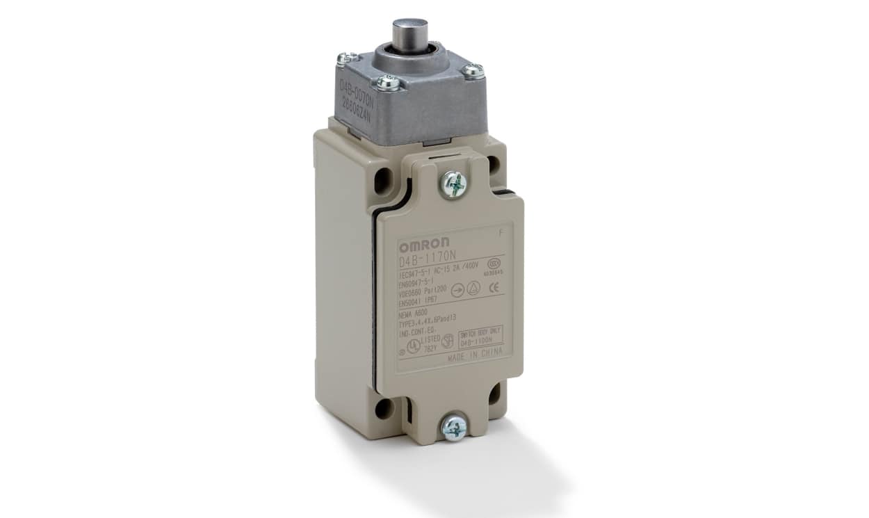 Omron D4B-4170N, Plunger Limit Switch, 1NC/1NO, IP67, SPST, Metal Housing, 400V ac Max, 10A Max