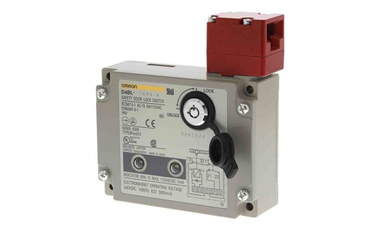 Omron D4BL-1CRG-A, D4BL Series Solenoid Interlock Switch, Power to Unlock, 24V dc, 1NC/1NO + 1NC