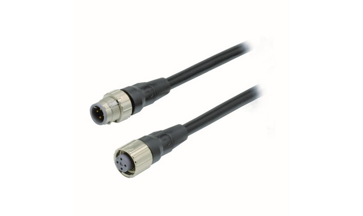 Omron XS5W-D421-G81-XR, Straight Female 4 way M12 to Straight Male 4 way M12 Sensor Actuator Cable, 5m