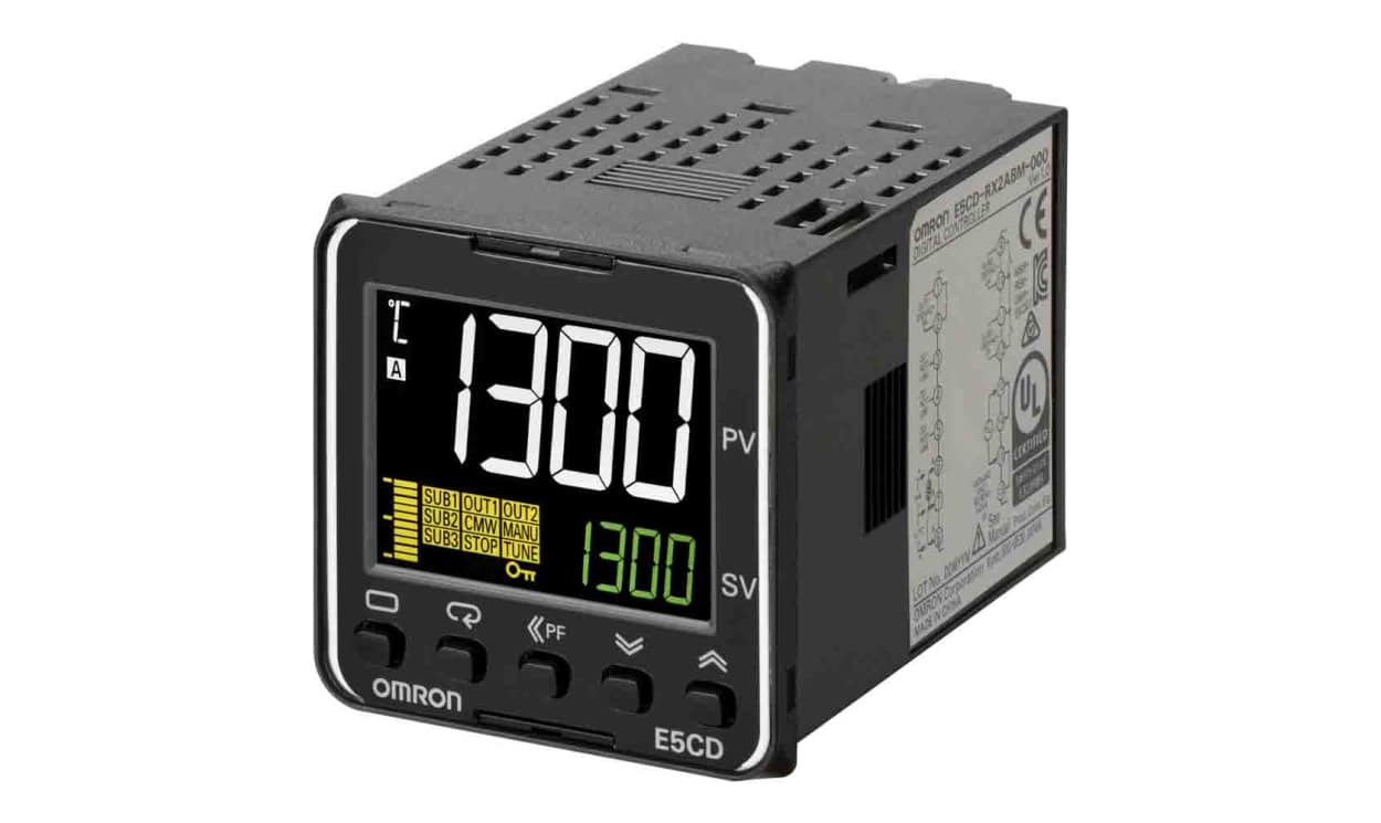 Omron E5CD-QX2ABM-002, E5CD Panel Mount PID Temperature Controller, 48 x 48mm 2 Input, 2 Output SSR, Solid State Relay, Logic, 100 → 240 - generaltechuae