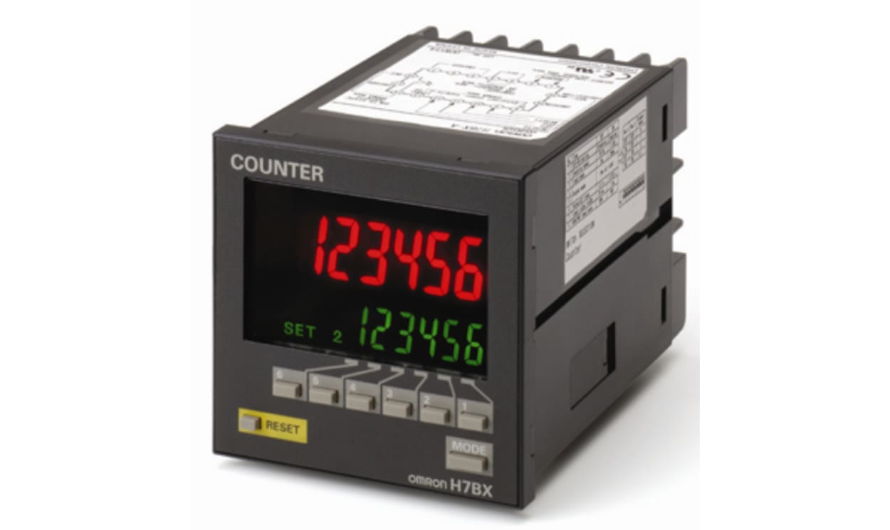 Omron H7BX-AD1, Counter, 6 Digit 7-Segment Negative Transmissive LCD, 30Hz, 240 V ac