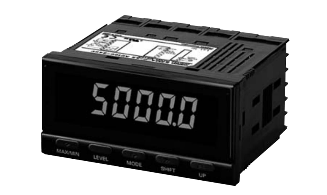 Omron K3MA-J 100-240VAC, K3MA Negative LCD (backlit LED) Display 7-Segment Digital Digital Panel Multi-Function Meter, 14.2mm x