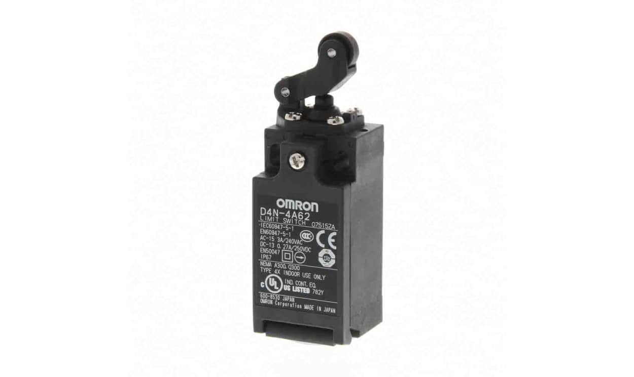 Omron D4N-4A62, Roller Lever Limit Switch, 1NC/1NO, IP67, DPST, Metal Housing, 240V ac Max, 10A Max