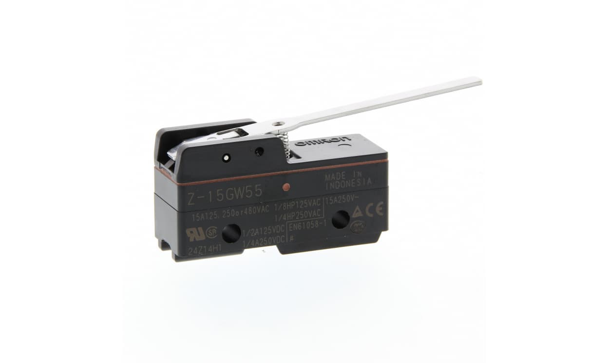 Omron Z-15GW55, Hinge Lever Limit Switch, NO/NC, IP00, SPDT, 250V ac ac Max, 15A Max