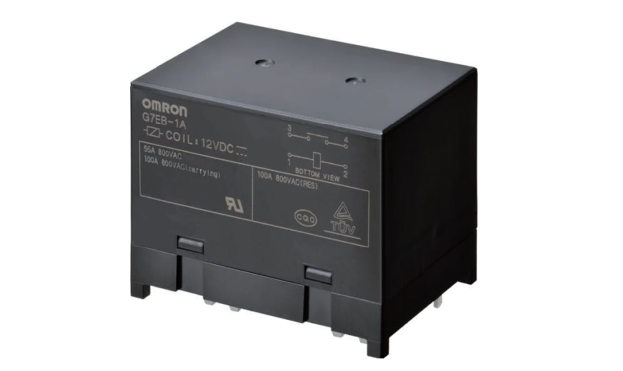 Omron G7EB-1AP1 DC12, PCB Mount Non-Latching Relay, 12V dc Coil, 100A Switching Current, SPST