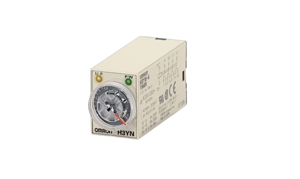 Omron H3YN-4 AC24, H3YN Series DIN Rail, Panel Mount Timer Relay, 24V ac, 4-Contact, 0.1 s → 10min