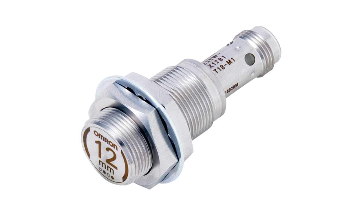 Omron E2EW-X12B218-M1, Inductive Threaded Barrel Proximity Sensor, M18, 12 mm Detection, PNP NO, 10 → 30 V dc