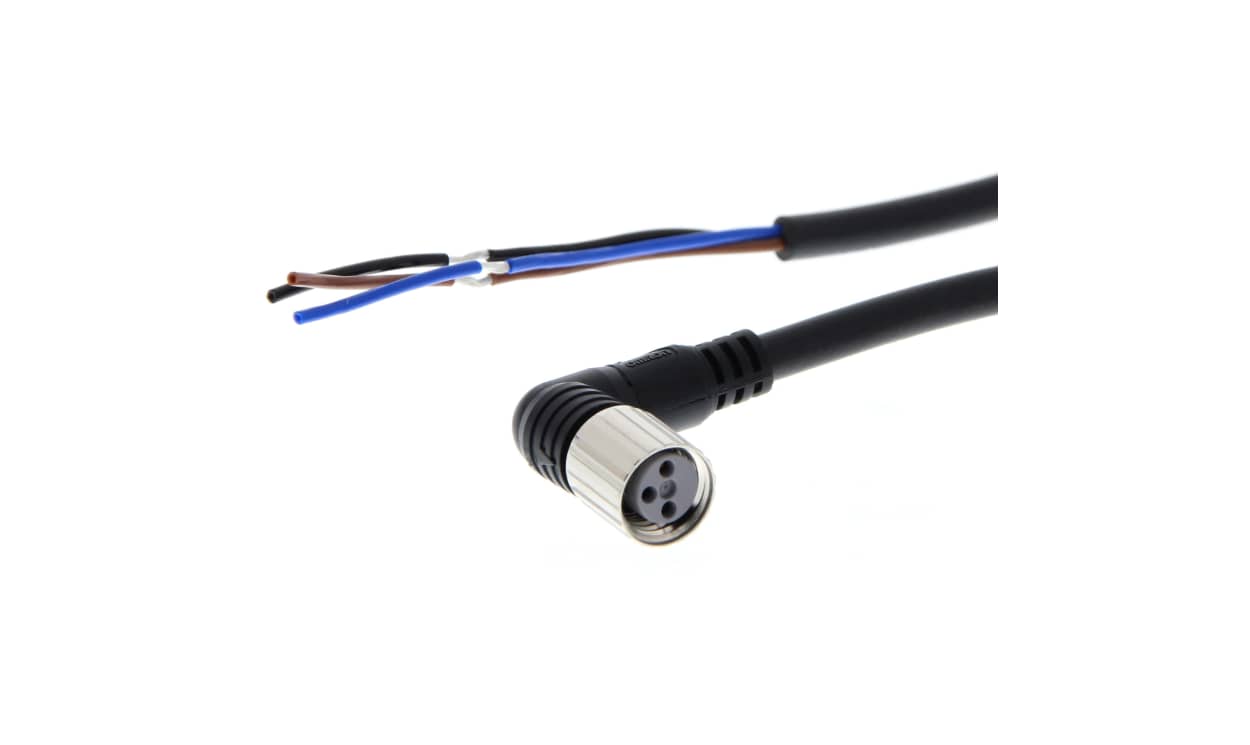 Omron XS3F-M322-305-R, Right Angle Female M8 to Unterminated Sensor Actuator Cable, 5m
