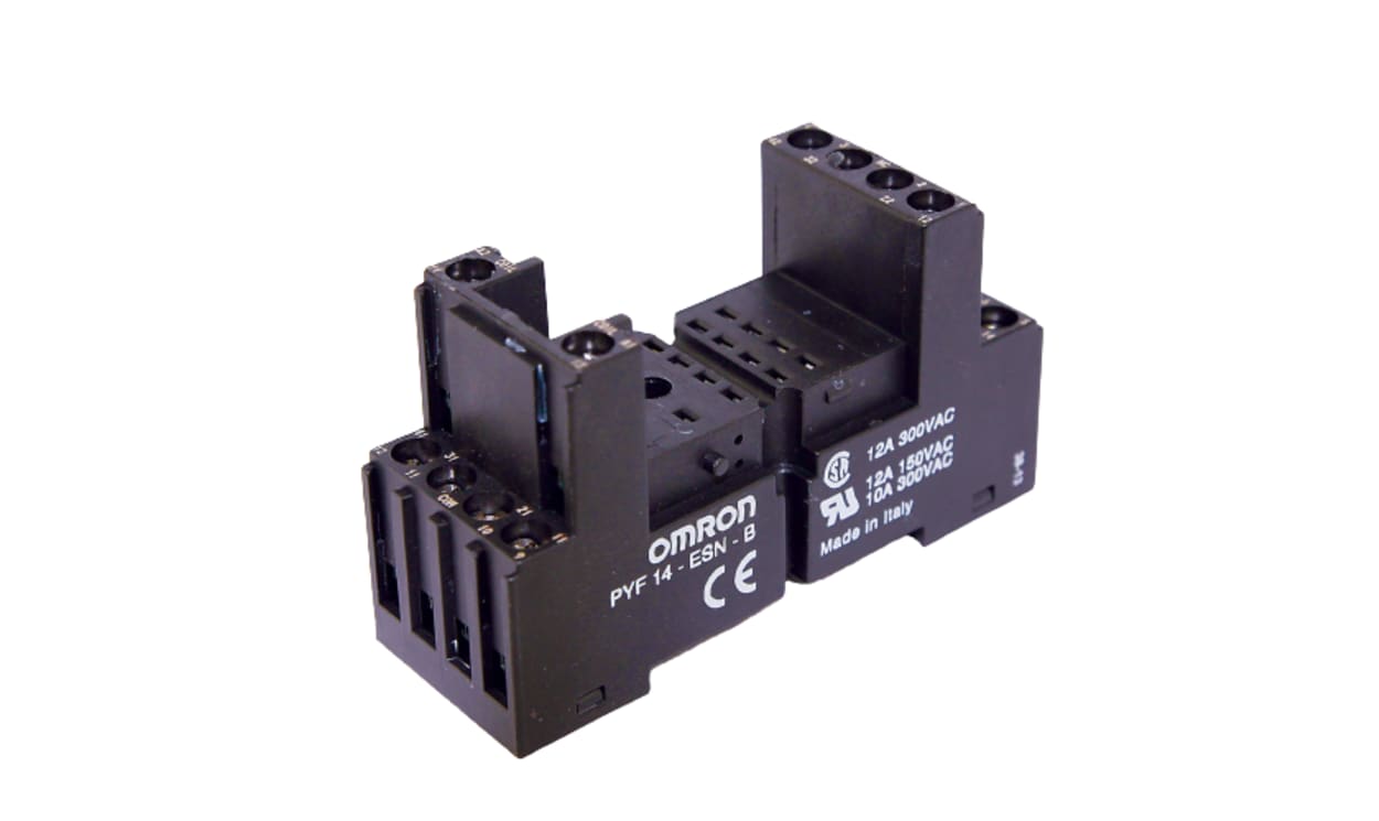 Omron PYF14-ESN-B, MY4 14 Pin 250V ac DIN Rail Relay Socket, for use with MY2, MY4 - generaltechuae