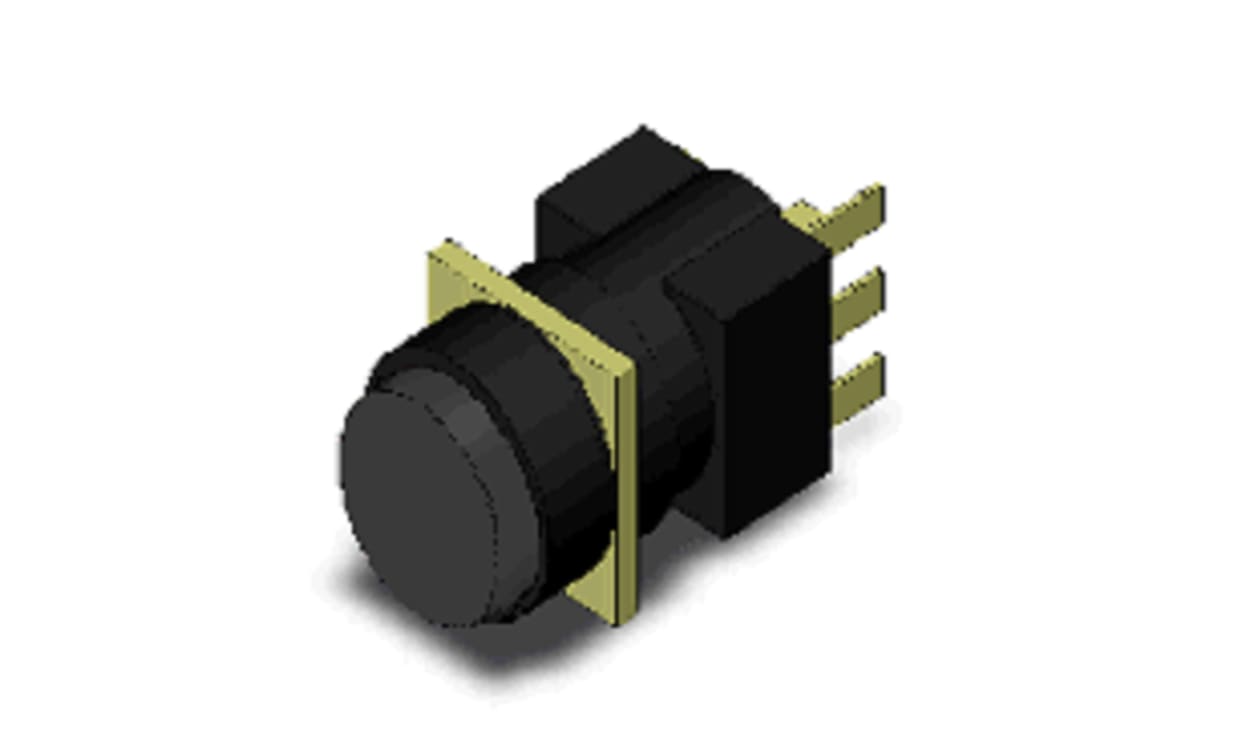 Omron A165-TBM-1, A16 Series Push Button Switch, Momentary, Panel Mount, SPDT, Black LED, 250V ac, IP65