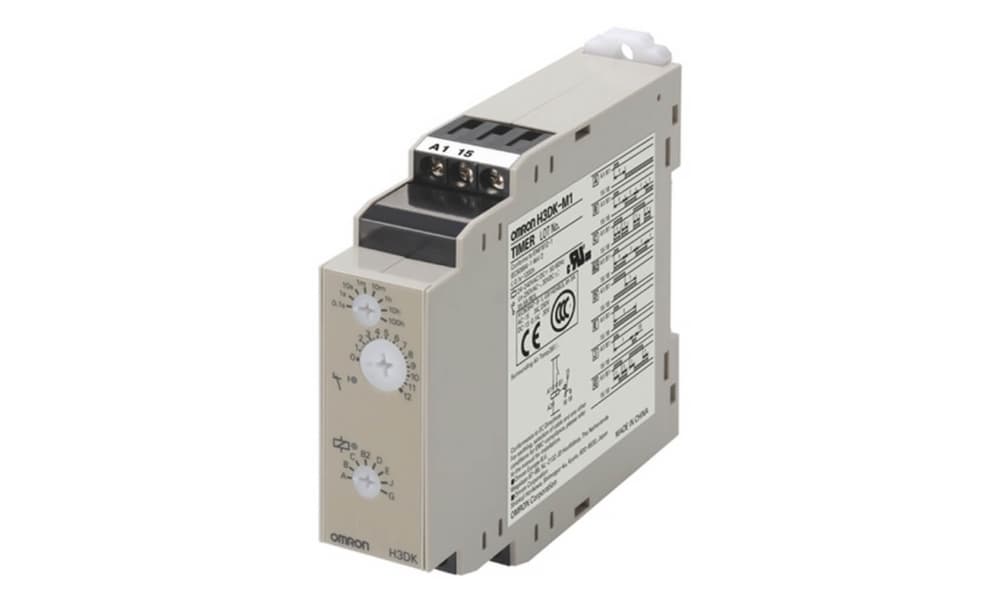 Omron H3DK-M1 24-240VAC/DC, H3DK Series DIN Rail Mount Timer Relay, 24 → 240V ac/dc, 1-Contact, 0.1 s → 1200h, SPDT