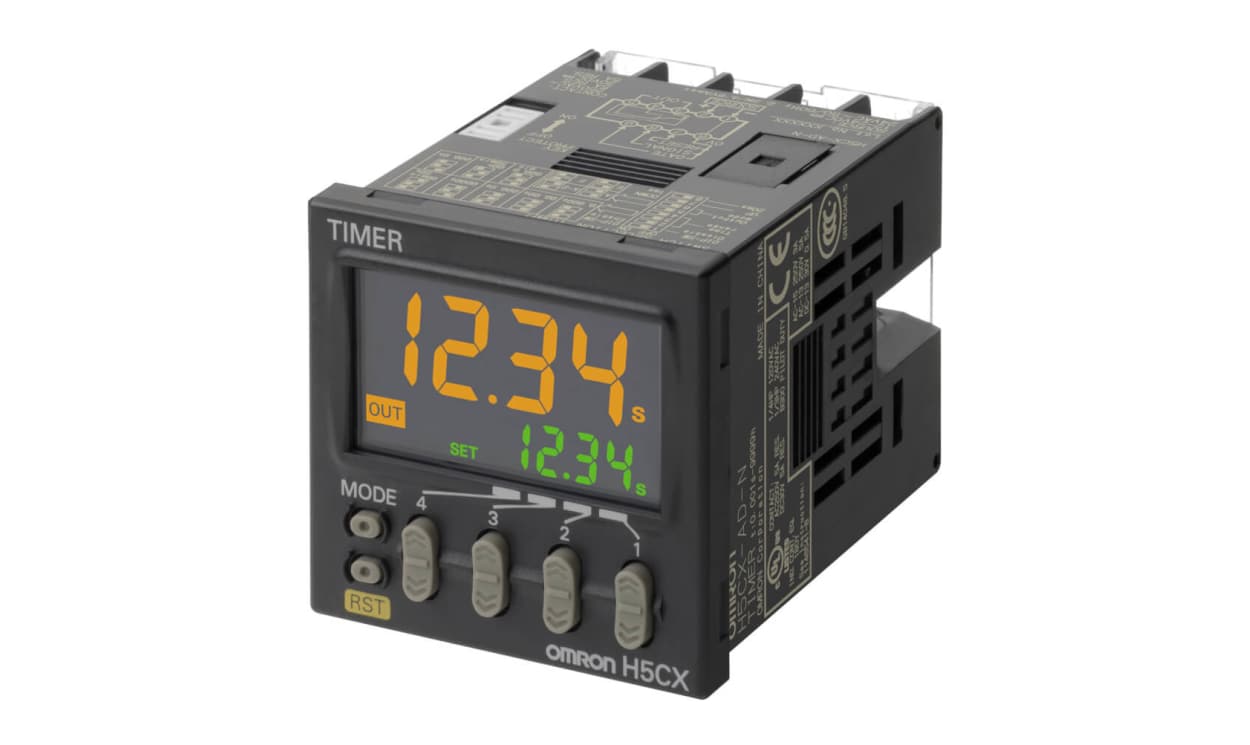 Omron H5CX-ASD-N, H5CX Series Panel Mount Timer Relay, 12 → 24 V dc, 24V ac, 1-Contact, 0.001 s → 9999h - generaltechuae