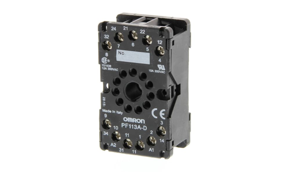 Omron PF113A-D, MKS 11 Pin 300V ac DIN Rail Relay Socket, for use with MKS Series