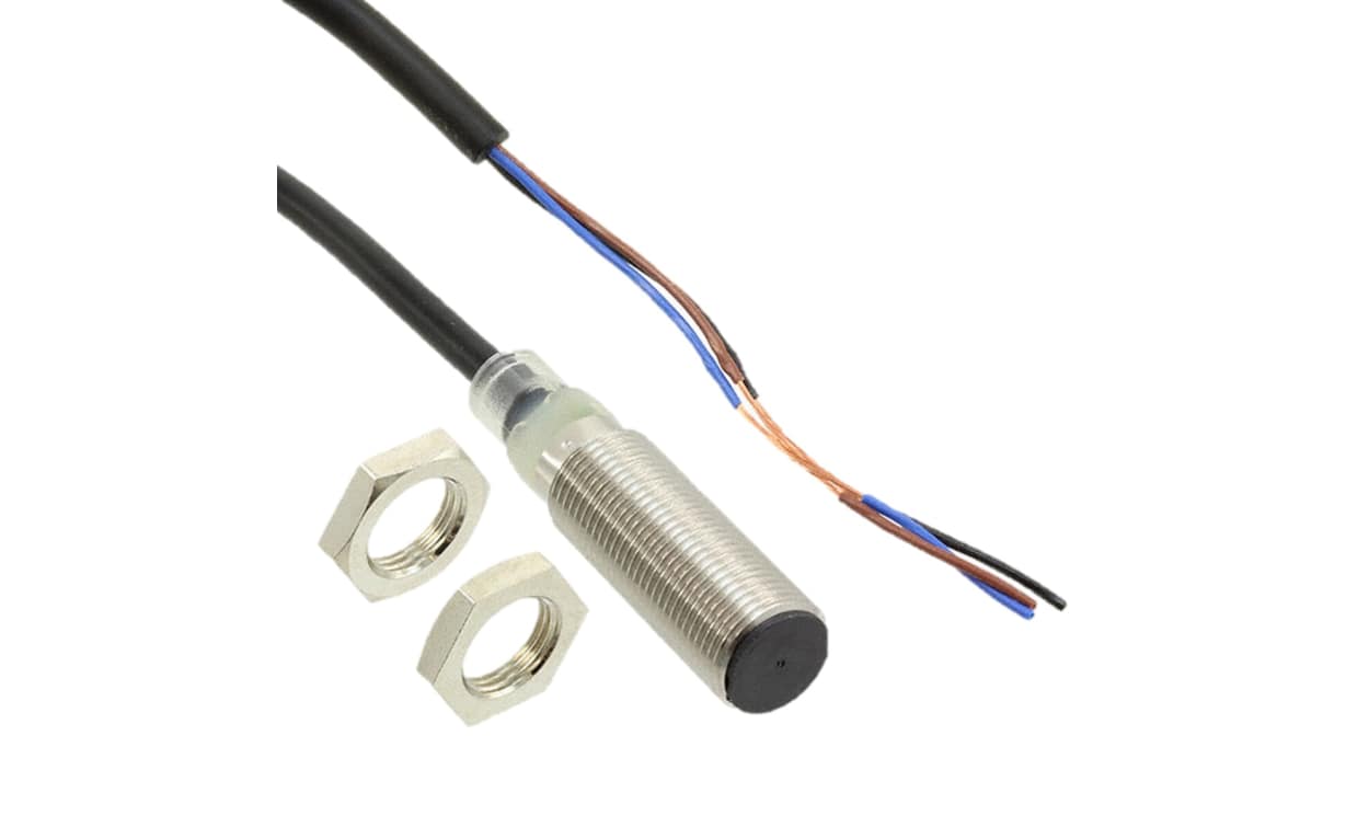 Omron E2B-M12KS04-WP-B1 5M, Inductive Threaded Barrel Proximity Sensor, M12, 4 mm Detection, PNP NO, 12 → 24 V dc - generaltechuae