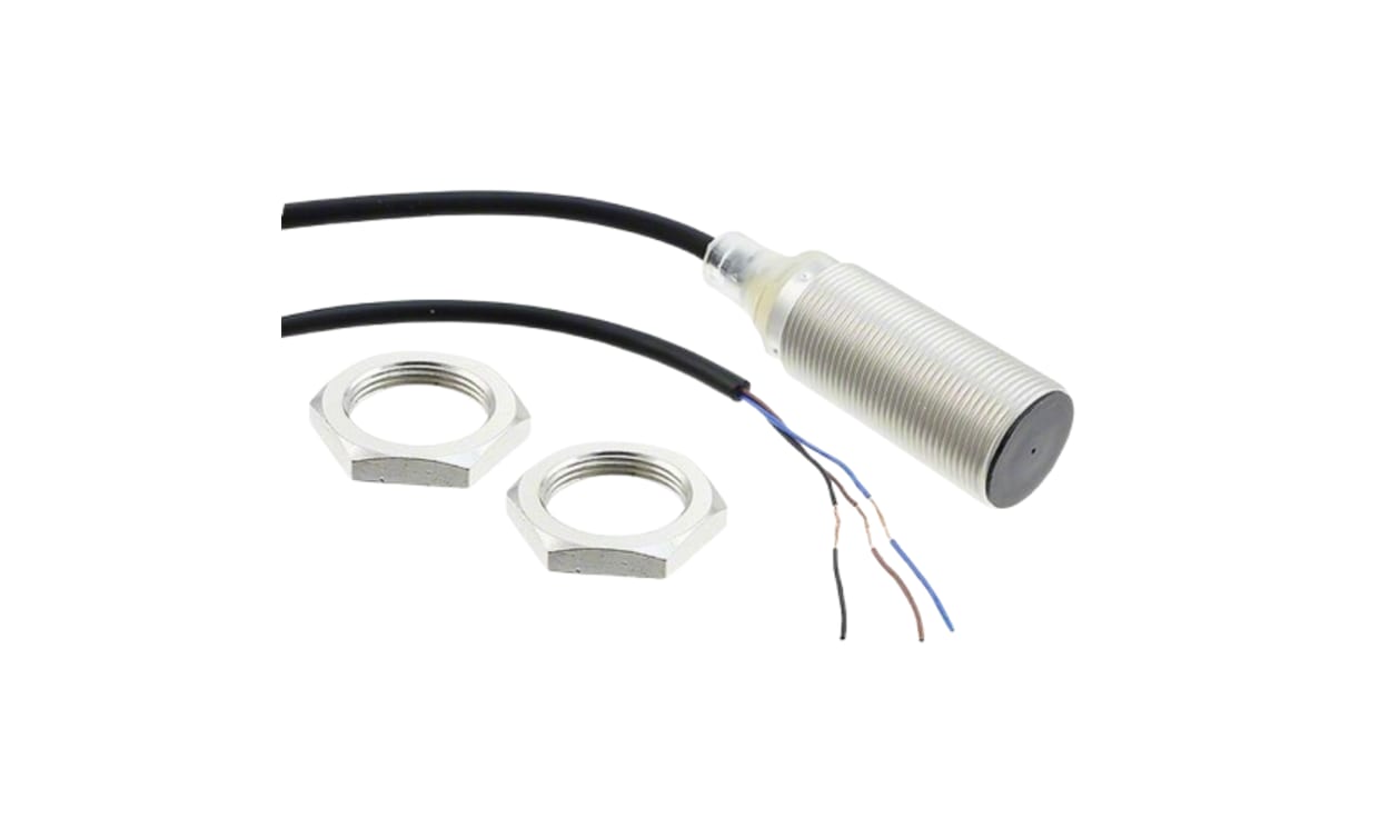 Omron E2B-M18KS08-WP-B1 5M, Inductive Threaded Barrel Proximity Sensor, M18, 8 mm Detection, PNP NO, 12 → 24 V dc - generaltechuae