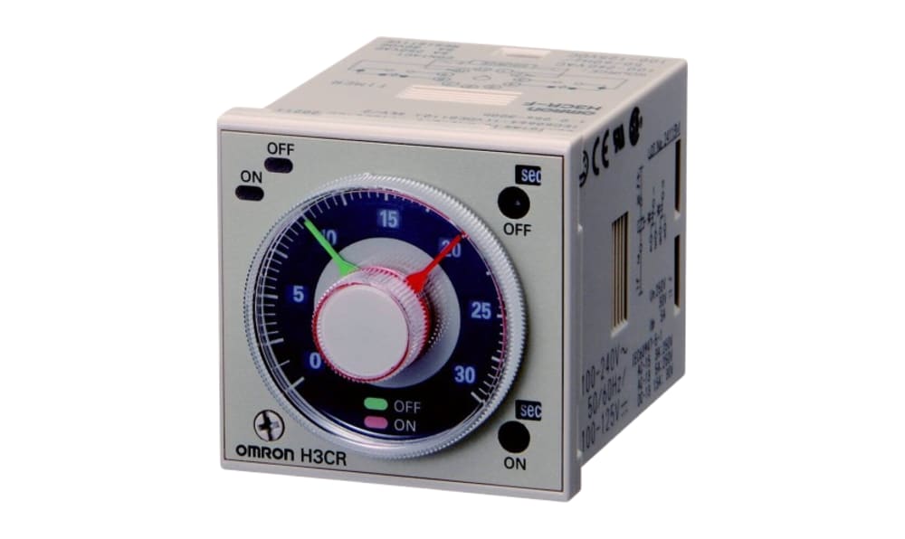Omron H3CR-F8N AC24-48/DC12-48, H3CR Series DIN Rail Mount Timer Relay, 24 → 48V ac, 2-Contact, 0.05 s → 300 h, DPDT