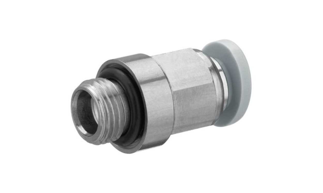 AVENTICS 2121006180 QR1-S-RPN Series Straight Fitting, G 1/8 Male to Push In 6 mm, Threaded Connection Style