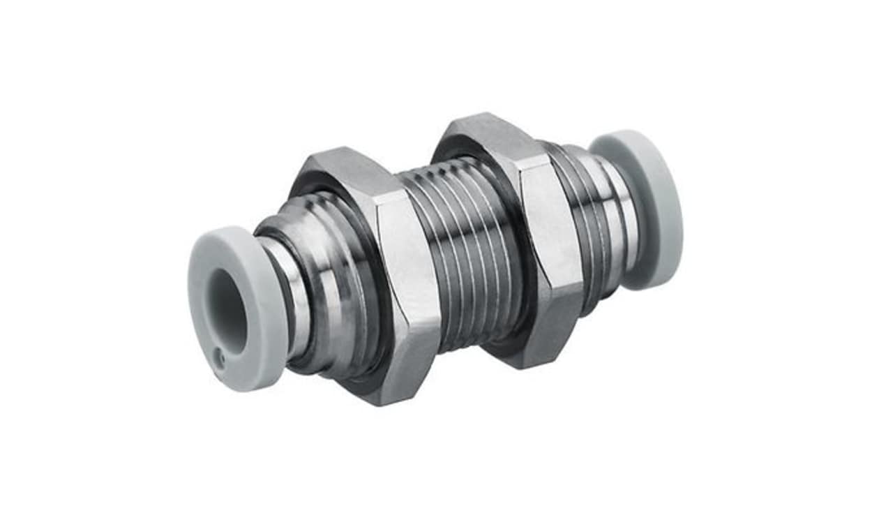 AVENTICS 2121410000 QR1-S-RSM Series Bulkhead, Push In 10 mm to Push In 10 mm, Push-in Connection Style