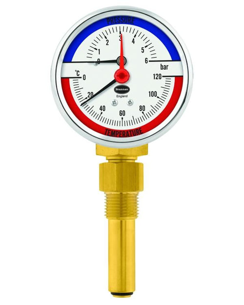 Brannan 36/616/1 | Combined Thermometer & Altitude Gauge | 0 to +120 °C, 0 to 45 metres, Bottom Entry - generaltechuae