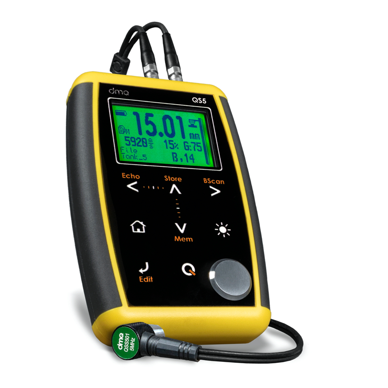 DMQ Ultrasonic wall thickness and Corrosion gauge with Data Logging | QS5 DL | Range: 0.6 to 500mm / 0.025 to 19.999in