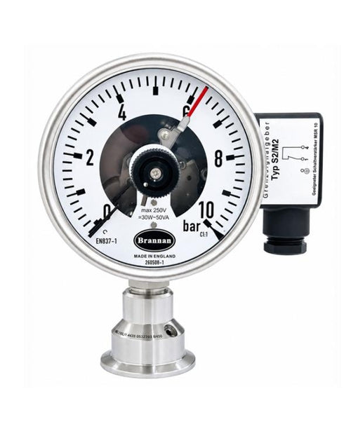 Brannan DG050 | Food Safe Diaphragm Gauge with Electrical Contact | 100 mm, 0 to 10 bar - generaltechuae
