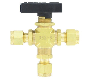 Dwyer Instruments 3MSV-BD110 | Compact 3-way ball valve | Brass | 1/8" tube | 2.36 mm orifice