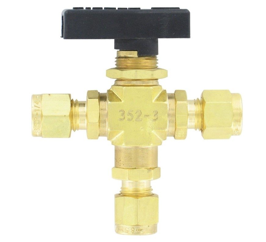 Dwyer Instruments 3MSV-BF120 | Compact 3-way ball valve | Brass | 1/8" female NPT | 3.18 mm orifice