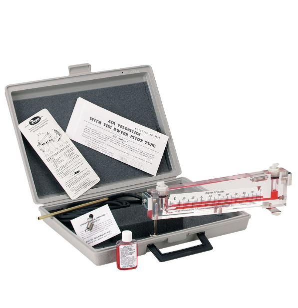 Dwyer Instruments 102.5 | Solid plastic portable gage | Range .20-0-2.0" w.c. | .01 Minor div. | 8-3/4" Scale | Plastic carrying case - generaltechuae