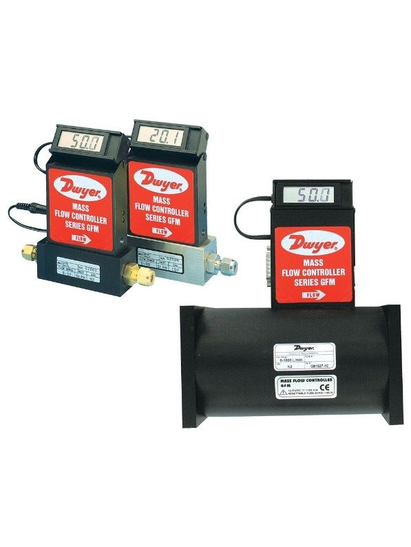 Dwyer Instruments GFM-1109 | Gas mass flow meter | Range 0-5 LPM. Specified flow Range is for an equivalent flow of nitrogen at 70°F (21°C) @ 760 mm Hg | 1/4" compression fitting