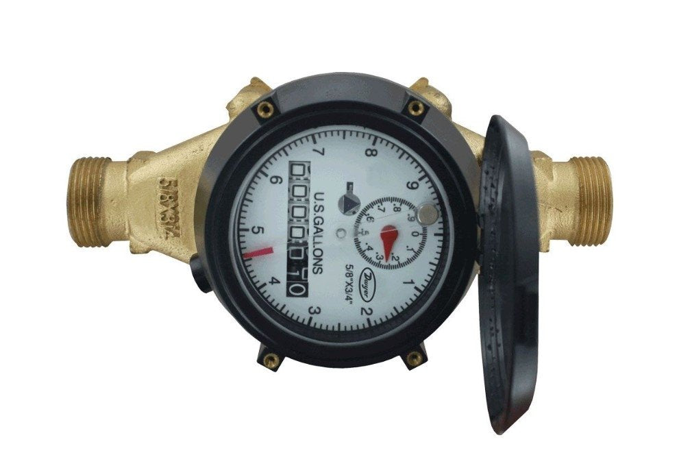 Dwyer Instruments WRBT-A-C-02-10 | Multi-jet water meter with removable bottom | 5/8" x 3/4" pipe size | 10 gal output