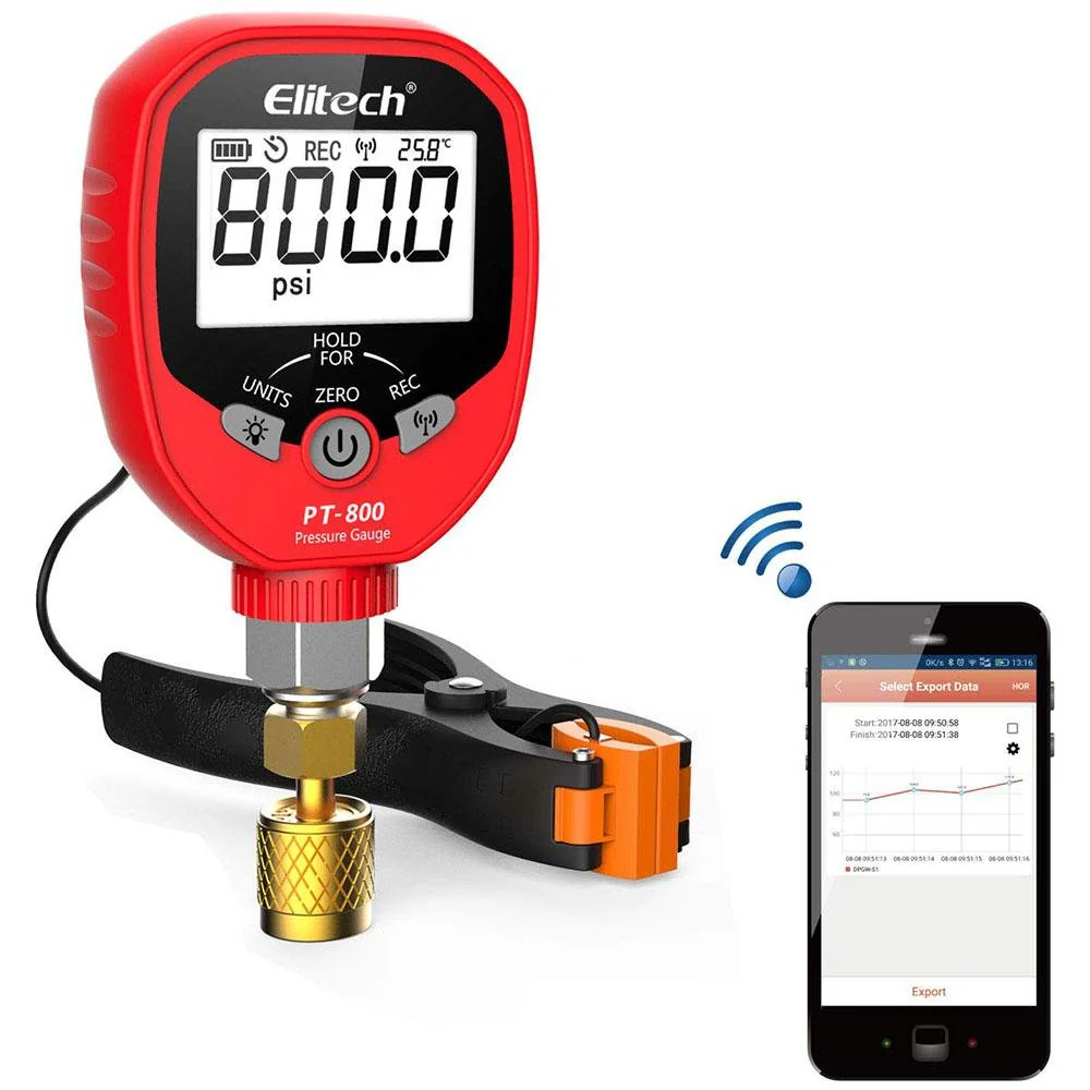 Elitech PT-800  | Wireless HVAC Pressure Gauge Temperature Clamp - generaltechuae