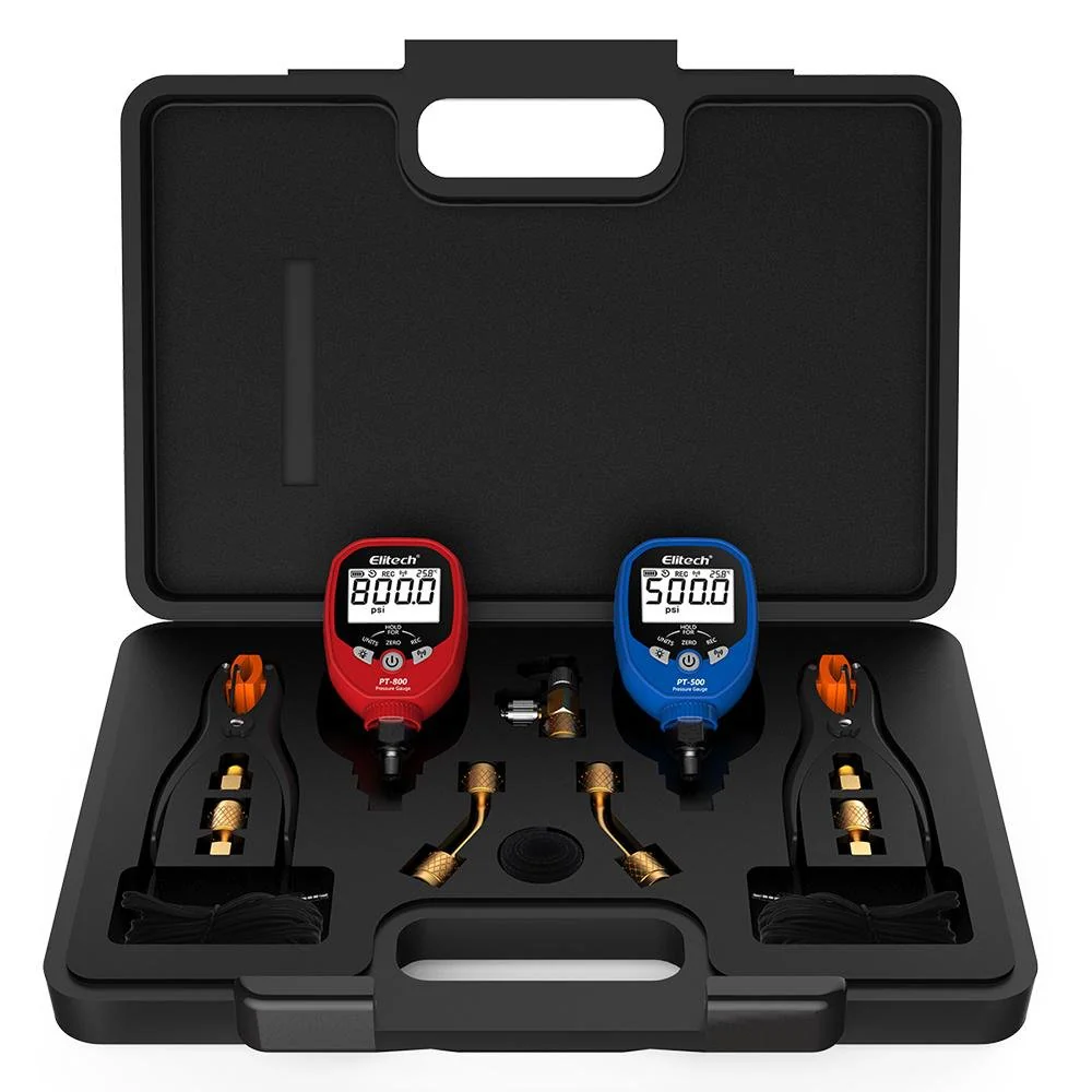 Elitech PT-500&PT-800 |  Wireless HVAC Digital Manifold Gauge Set | With Removable Temperature Clip - generaltechuae
